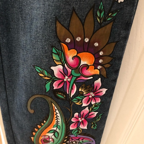 Diane Gilman Painted Jeans size 8 NWT - Picture 3 of 8